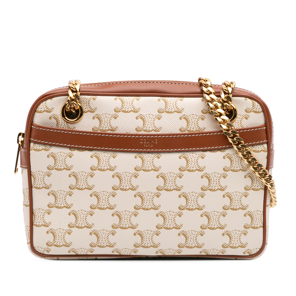 Pre-Loved Celine Small Triomphe Coated Canvas Patapans Shoulder Bag - Picture 1 of 8